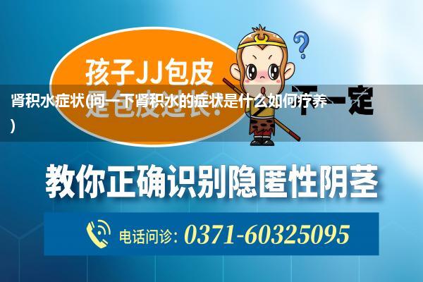 肾积水症状(问一下肾积水的症状是什么如何疗养)